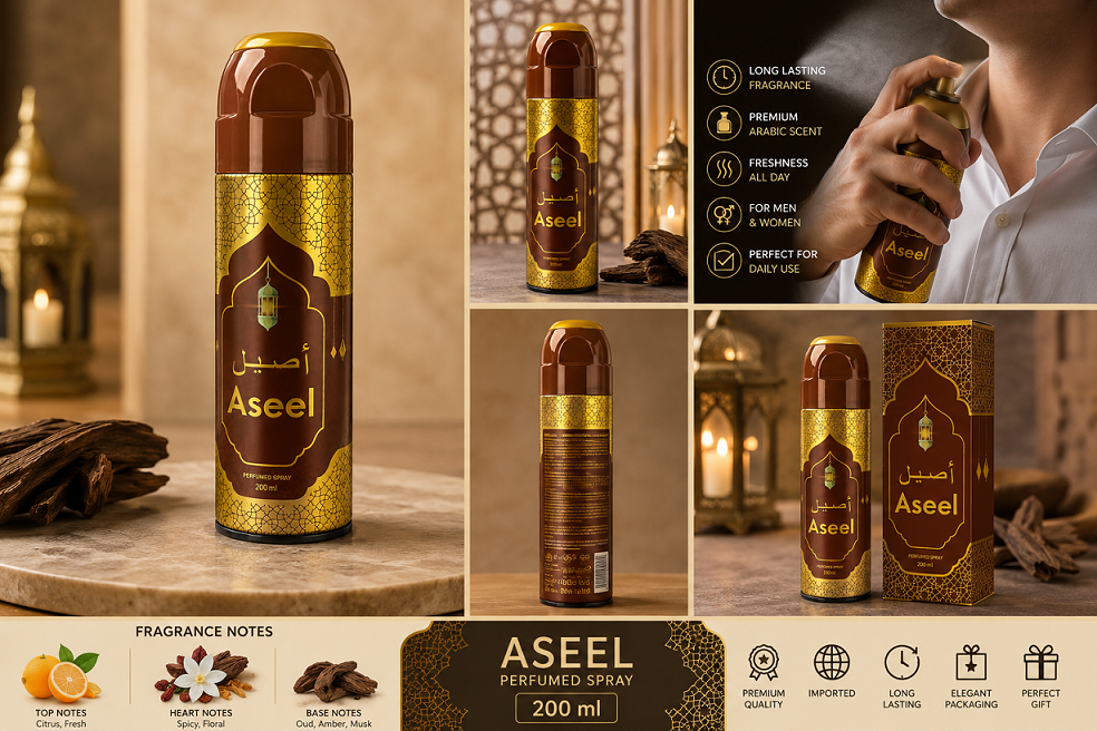 Aseel Body Spray 200ml for Men & Women | Long Lasting Arabic Fragrance Perfumed Spray in Pakistan